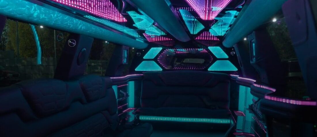 Suburban Limo interior, champagne service area